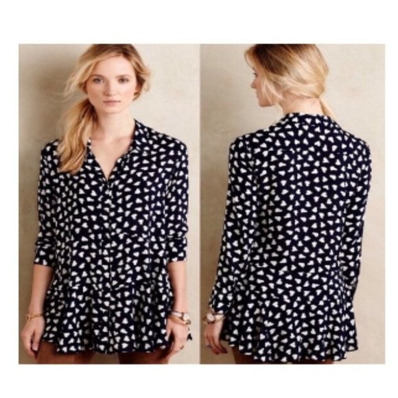Anthropologie Tops - ANTHROPOLOGIE 11.1 Tylho Navy Blue Heart Tunic